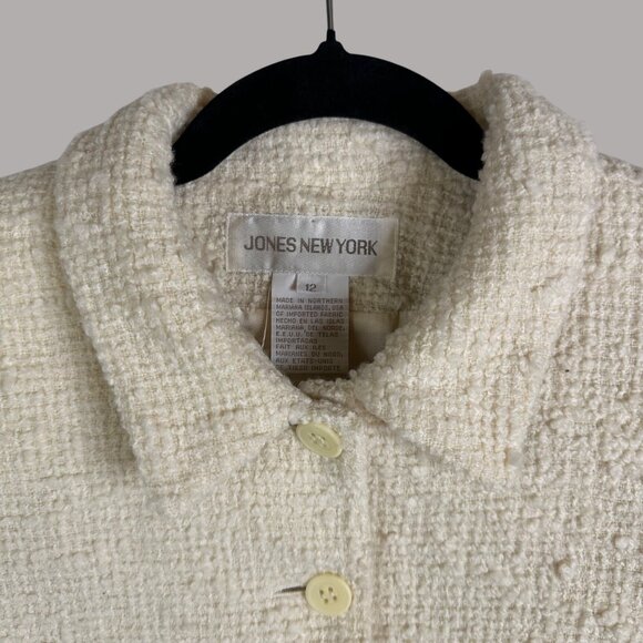 VTG Jones New York Timeless Wool Blend Cream Textured Blazer Jacket W Sz 12 NWT - Picture 6 of 11